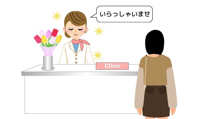 クリニックの受付の女性の絵