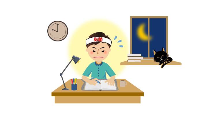 勉強する男性の絵