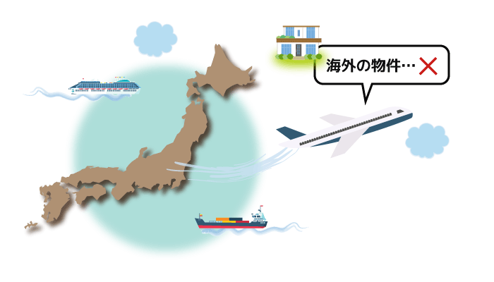日本地図と船と飛行機と家の絵