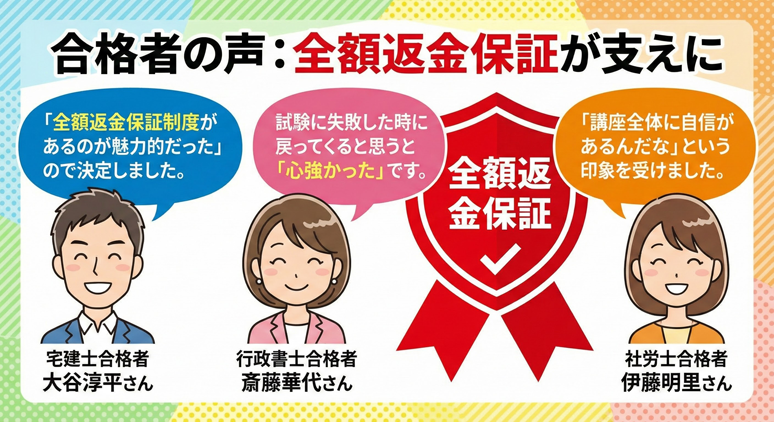 全額返金保証が決め手になった合格者の声
