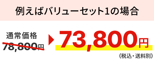 例えばバリューセット1の場合通常価格66,800円56,800円（税込・送料別）